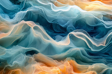 Dynamic abstract waves flowing in vibrant colors resembling ocean currents
