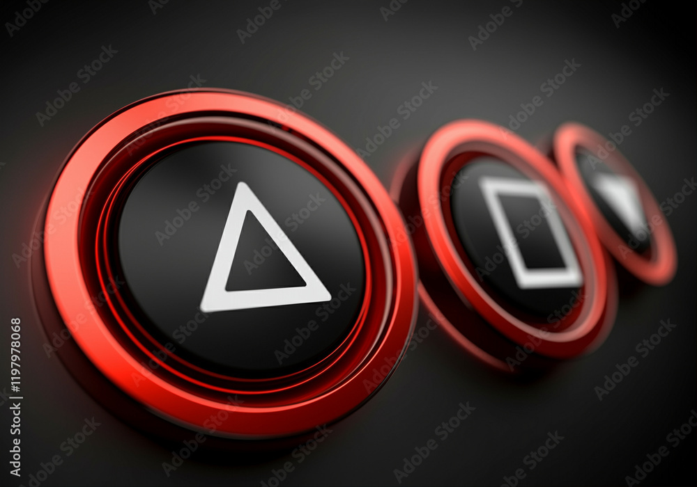 Poster buttons with control symbols and technology design for user interface interaction