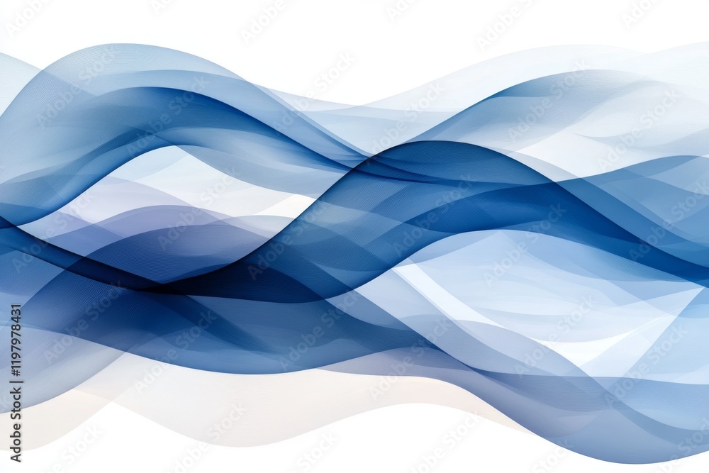 Aufkleber a minimalist 2d depiction of ocean waves, with alternating light and dark blue curves forming a calm