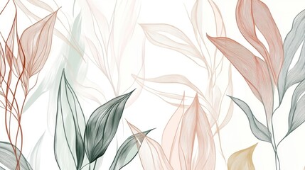 Serene Botanical Line Art Print: Delicate Floral Design for Modern Home Decor