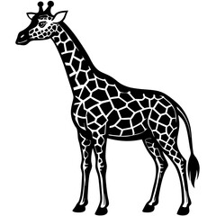 Elegant Giraffe Silhouette on White