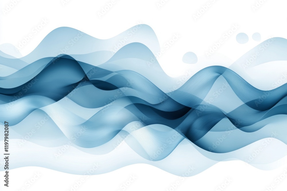Fototapete A repeating pattern of simple wave motifs in alternating light and dark shades of blue, creating a clean and soothing wallpaper design