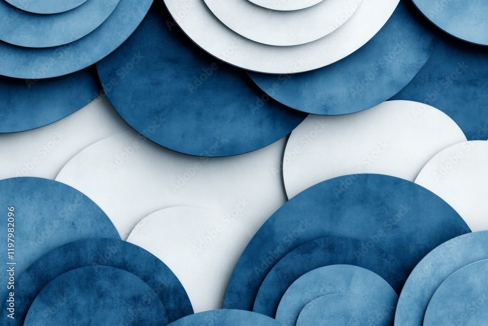 Fototapete A repeating pattern of simple wave motifs in alternating light and dark shades of blue, creating a clean and soothing wallpaper design
