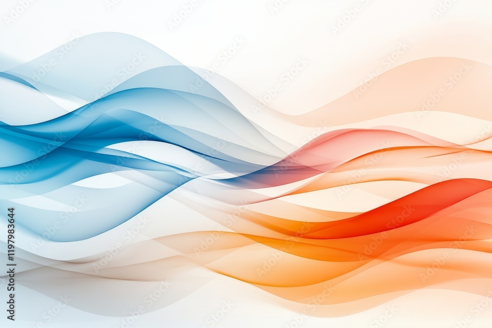 Leinwandbilder A simple wave pattern with evenly spaced curved lines in soft pastel colors, creating a calming and modern design