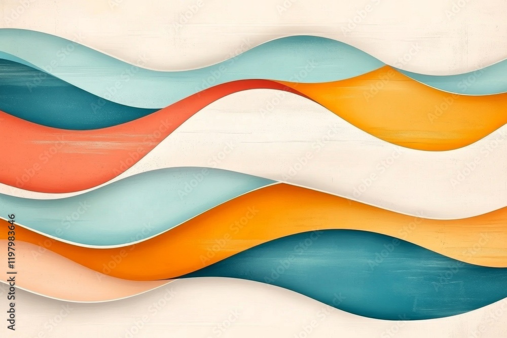 Aufkleber A simple wave pattern with evenly spaced curved lines in soft pastel colors, creating a calming and modern design