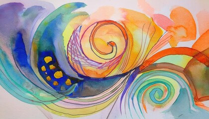 Vibrant Abstraction A Whirl of Watercolors, Swirling with Deep Blues and Rich Reds, Capturing the Emotive Power of Hand Painted Artistry.