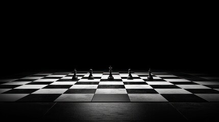 Chessboard Strategy: A Dramatic Black and White Composition
