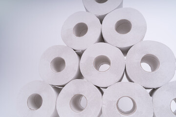 Toilet paper rolls stacked on top of each other