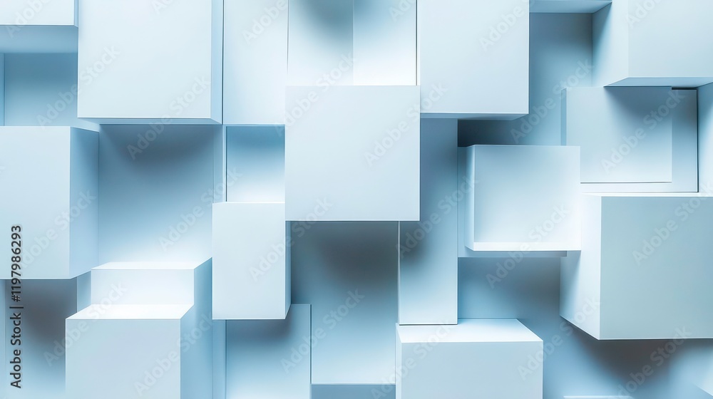 Aufkleber abstract light blue cube pattern background.