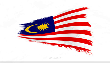 Malaysia National Flag with Textured Brush Strokes.