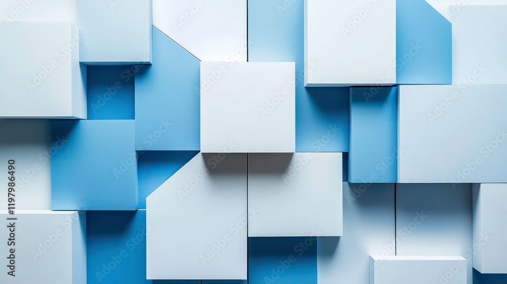 Aufkleber Abstract blue and white cube pattern background.