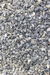Close-up of grey gravel stones for construction and landscaping