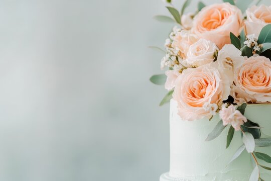 A vintage-inspired wedding cake with ornate details, soft pastel tones, and floral motifs reminiscent of Victorian elegance