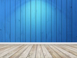 Wood blue planks wall and floor for background