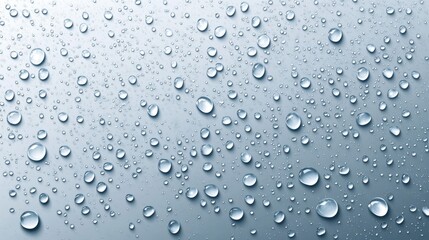 Water Droplets on Smooth Surface with Soft Blue Gradient Background