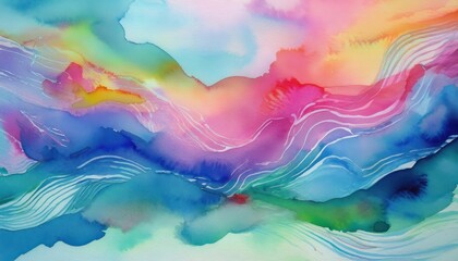 Vibrant Watercolor Abstraction A Whimsical Journey Through a Hand Painted World of Flowing Lines, Vivid Colors, and Textured Brushstrokes, Painted on the th of January, at