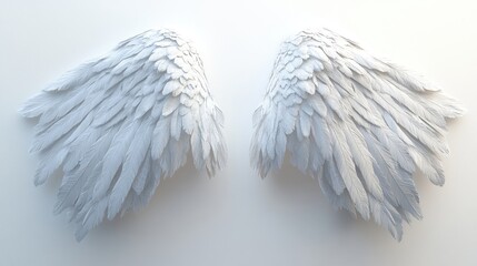 Obraz premium Elegant White Feather Wings on a Light Background for Fantasy Design