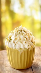 A Delectable Pistachio Drink with Whipped Cream, Perfect for a Summer Day.  A Creamy and Refreshing Pistachio Beverage with a Touch of Elegance