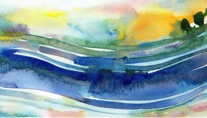 Vibrant Watercolor Abstraction A Whimsical Interpretation of Natures Hues and Textures, Embracing the Spontaneity of Watercolor Medium.