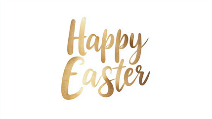 Golden Easter greeting text on white background. Typography design. Holiday greeting concept. Lettering for banner, card, sticker and social media. 
