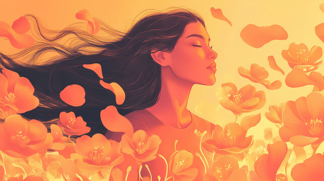 Vrouw traint haar armspieren. Firepetal. Illustration