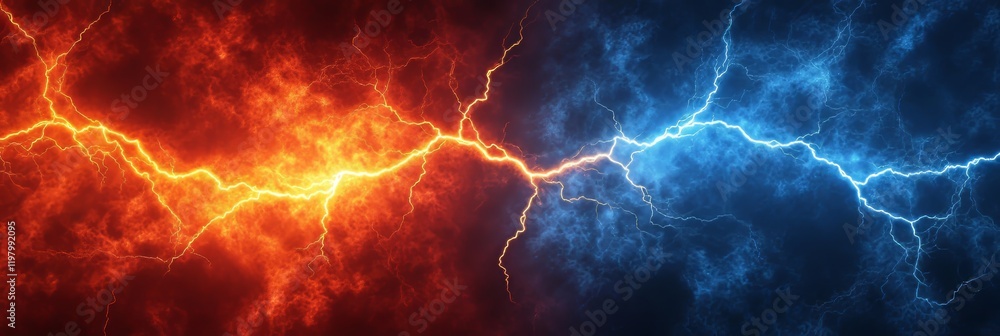 Poster cheerful lightning bolt patterns in bright colors representing energy creation and utility theme
