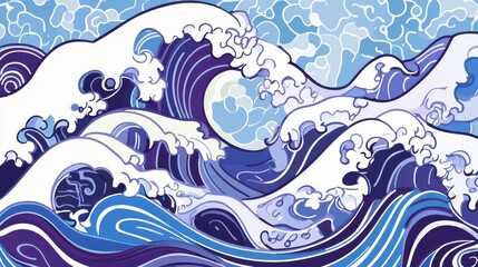 Captivating Ocean Wave Art: A Stunning Visual Feast of Blue and Purple