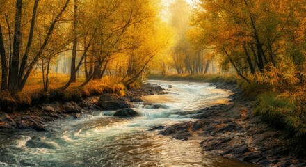 River with a lot of trees and rocks
