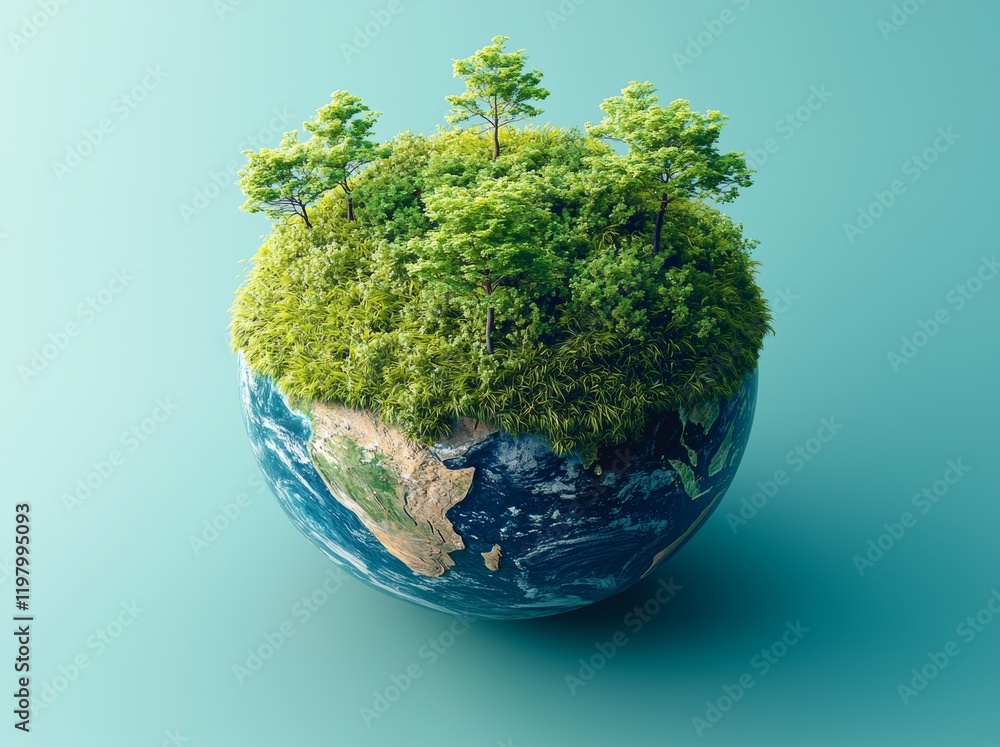 Poster a representation of world environment day and earth day, highlighting a globe and a nature-friendly 