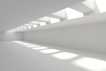 Minimalist architectural interior with light and shadows. 3d render