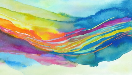 Vibrant Watercolor Abstraction Hand Painted Masterpiece in Cool Colors and Textures, Embracing the Spirit of Artistic Expression on at