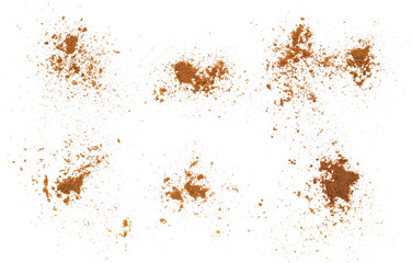 Set garam masala ground flying, minced spice blend, isolated on white, clipping