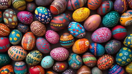 Happy Easter Decoration Background with Colorful Eggs and Festive Spring Vibes







