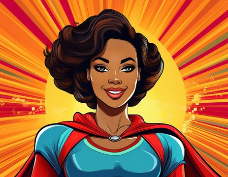 Pop Art super hero woman. Girl power, Cartoon Illustration