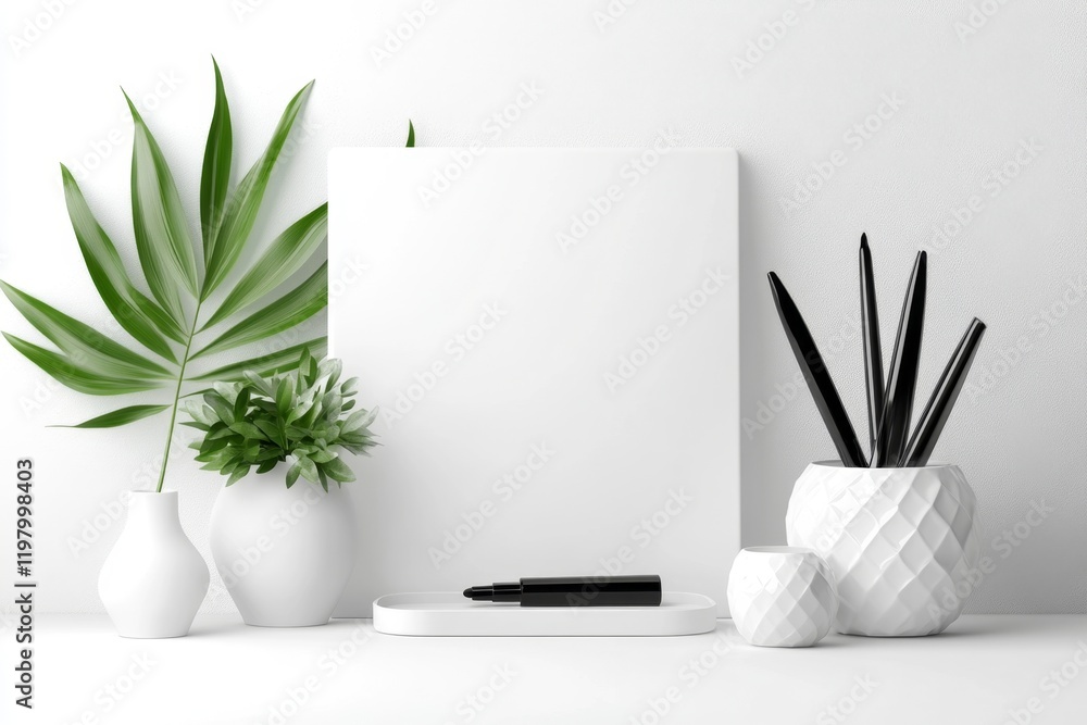 Poster a blank whiteboard with a single black marker placed on the tray, set against a plain white backgrou