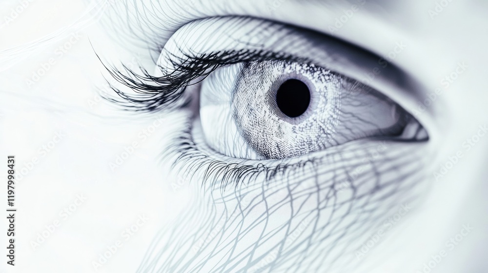Fototapete close up view of a human eye showcasing intricate details and natural patterns during daylight illum