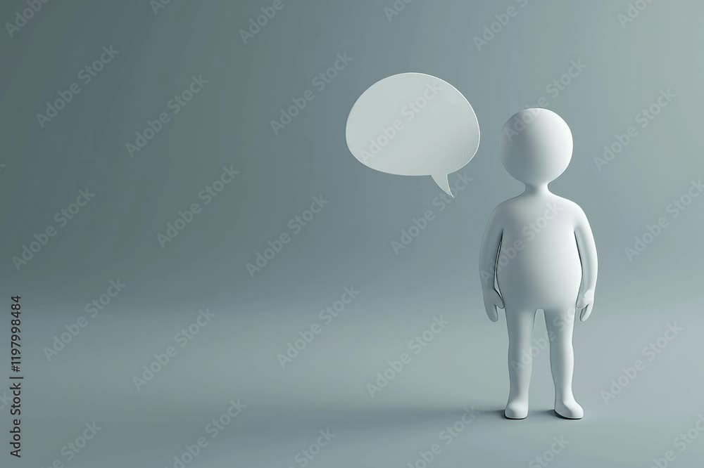 Aufkleber a 3d representation of a human figure with an empty chat bubble.