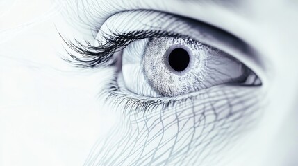 Fototapeta premium Close up view of a human eye showcasing intricate details and natural patterns during daylight illumination. Generative AI