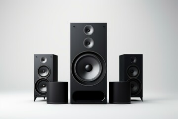 Obraz premium High quality audio system components arranged for optimal sound projection, promising a rich and immersive listening experience