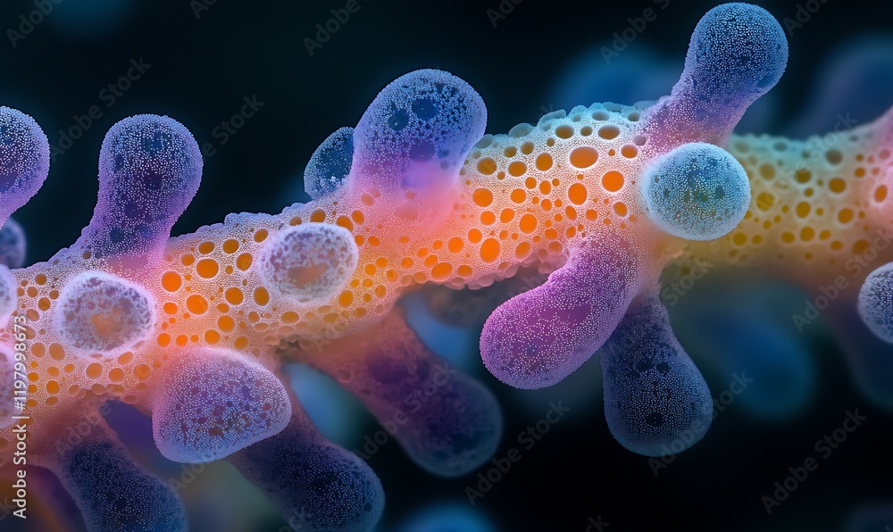 Aufkleber microscopic view of intricate cellular structure with glowing colors