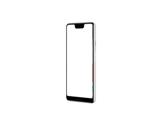 Pixel 3 XL white standing upright, depicted in perspective view.