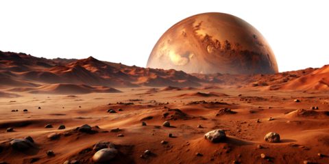 moon in the desert isolated on white background. Transparent PNG