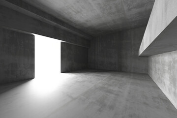 Modern minimalist architecture in concrete space. 3d render