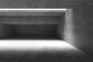 Minimalist industrial concrete space with modern architectural design. 3d render