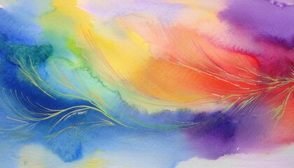 Vibrant Watercolor Abstraction Expressive Brushstrokes and Rich Color Palette, Capturing the Essence of an Imagined Landscape.