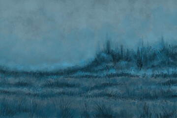 Abstract Landscape Painting - digital painting. The picture is painted by hand on a tablet. © neurostructure