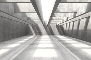 Abstract geometric architecture with light and shadow effects in modern industrial design. 3d render