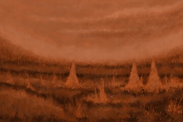 Abstract Landscape Painting - digital painting. The picture is painted by hand on a tablet. © neurostructure
