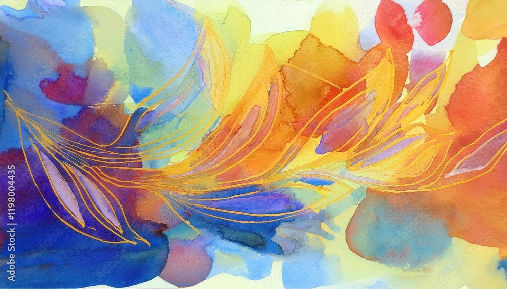 Poster vibrant and whimsical watercolor abstraction a journey through a dreamy color palette, expressing em