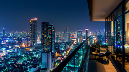 都会の高層マンションから見える夜景